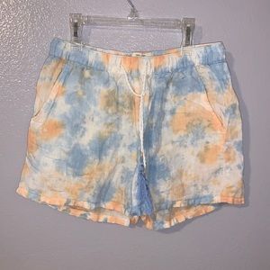 Rachel Zoe Los Angeles tie dye linen pull On shorts